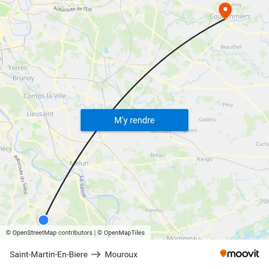 Saint-Martin-En-Biere to Mouroux map