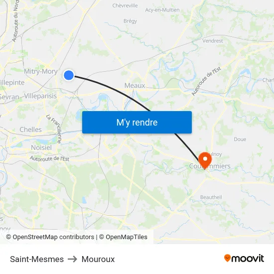 Saint-Mesmes to Mouroux map