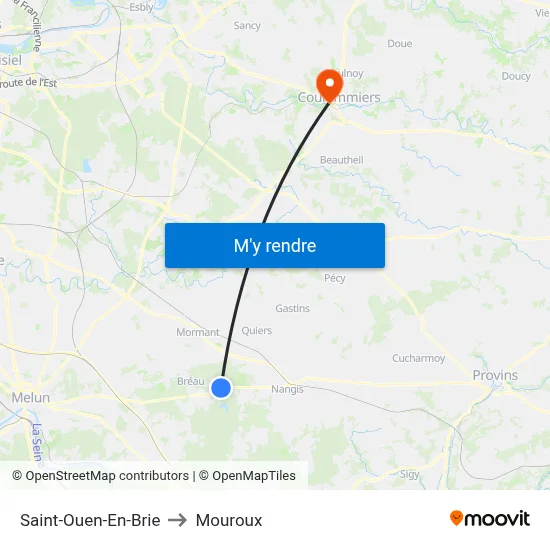Saint-Ouen-En-Brie to Mouroux map