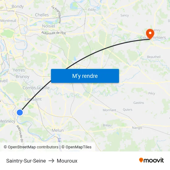 Saintry-Sur-Seine to Mouroux map