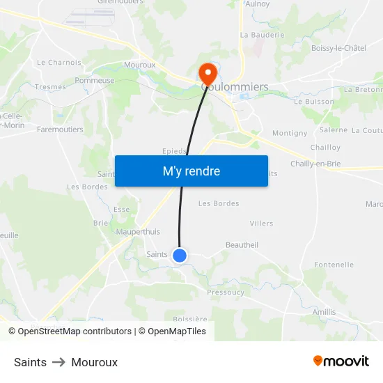 Saints to Mouroux map