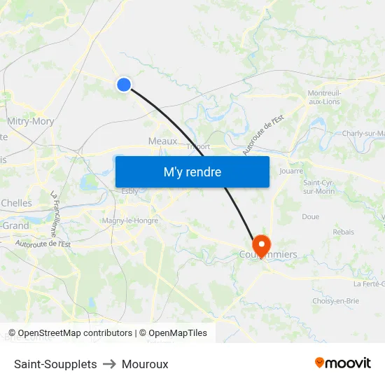 Saint-Soupplets to Mouroux map