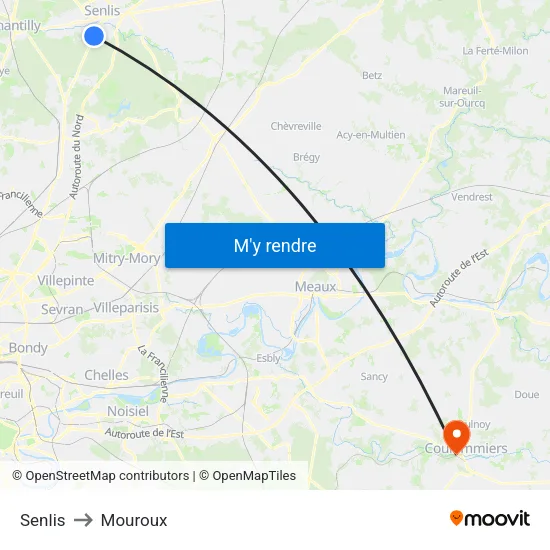 Senlis to Mouroux map
