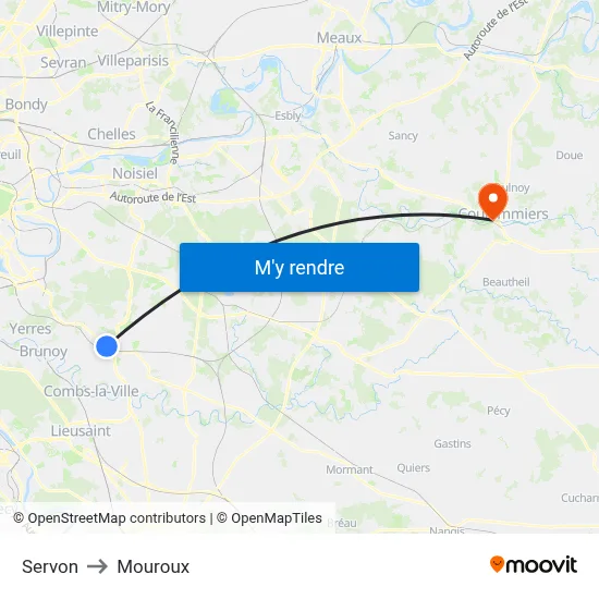 Servon to Mouroux map
