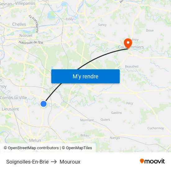Soignolles-En-Brie to Mouroux map