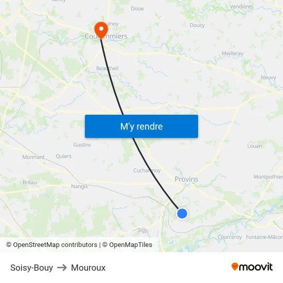 Soisy-Bouy to Mouroux map