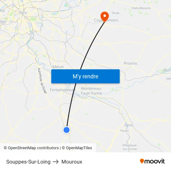 Souppes-Sur-Loing to Mouroux map