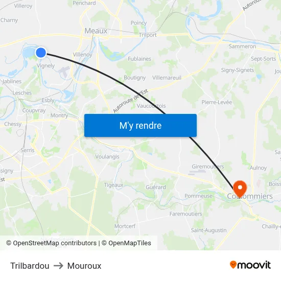 Trilbardou to Mouroux map