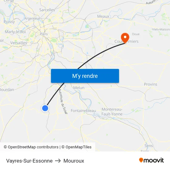 Vayres-Sur-Essonne to Mouroux map