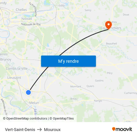 Vert-Saint-Denis to Mouroux map