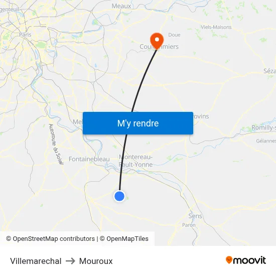 Villemarechal to Mouroux map