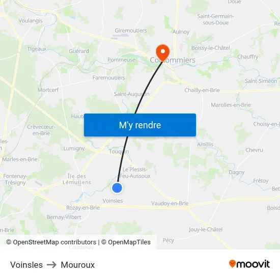Voinsles to Mouroux map