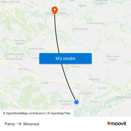 Paroy to Mouroux map