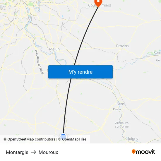 Montargis to Mouroux map