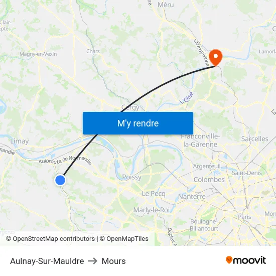 Aulnay-Sur-Mauldre to Mours map