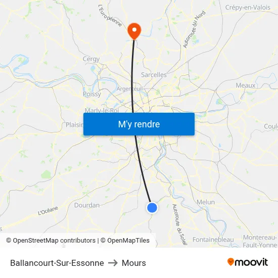 Ballancourt-Sur-Essonne to Mours map