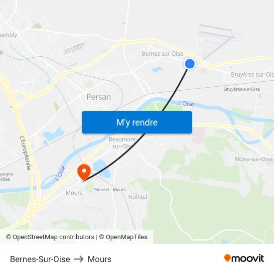 Bernes-Sur-Oise to Mours map