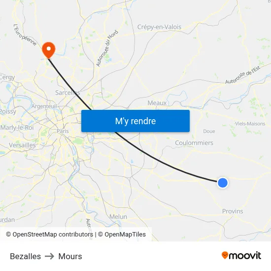 Bezalles to Mours map