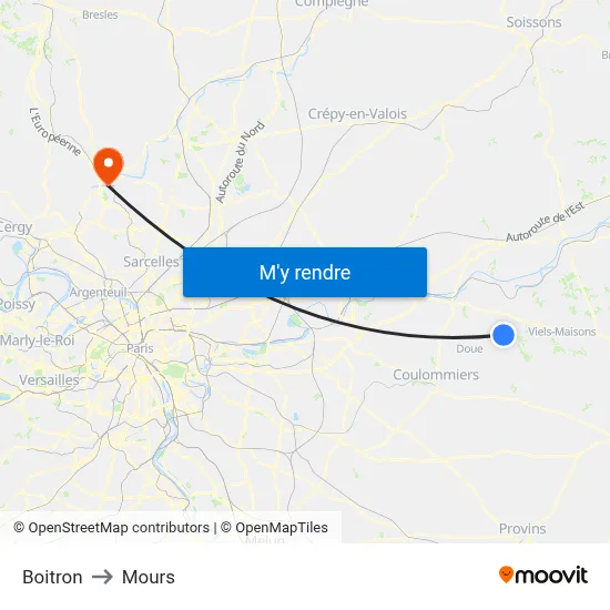 Boitron to Mours map