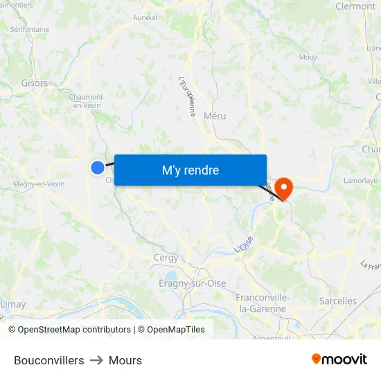 Bouconvillers to Mours map