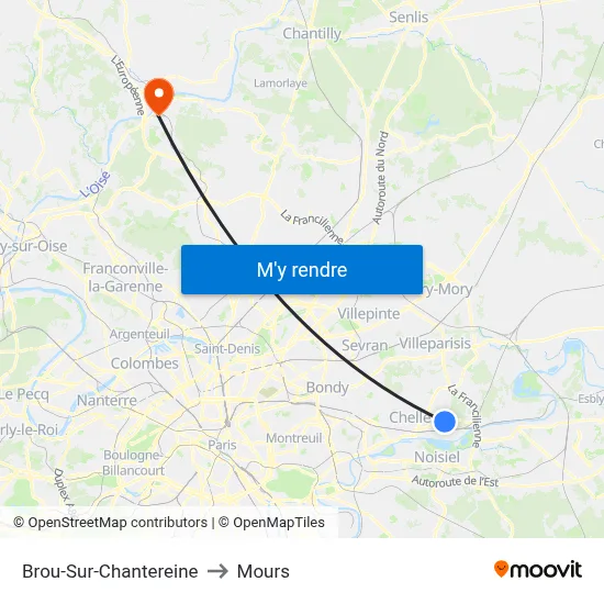 Brou-Sur-Chantereine to Mours map