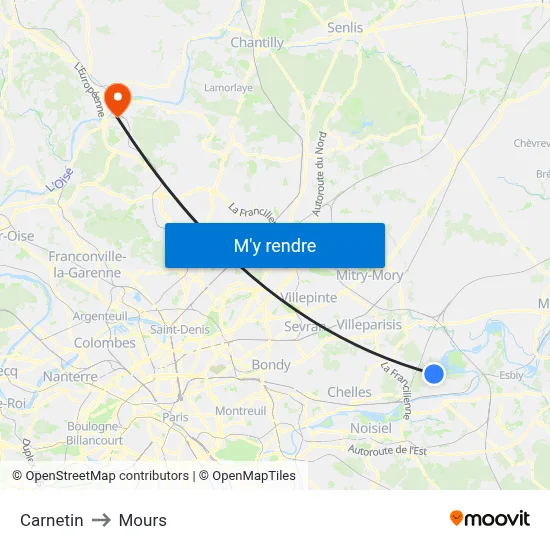 Carnetin to Mours map