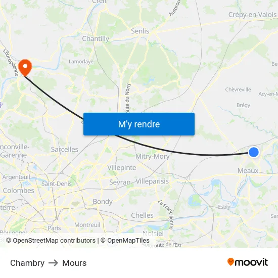 Chambry to Mours map
