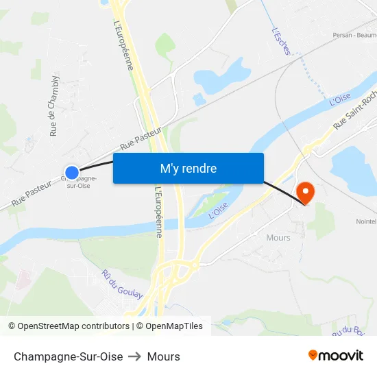 Champagne-Sur-Oise to Mours map