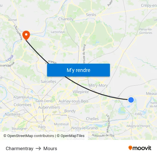 Charmentray to Mours map