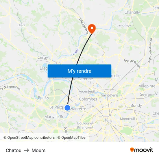 Chatou to Mours map