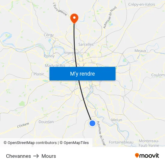 Chevannes to Mours map