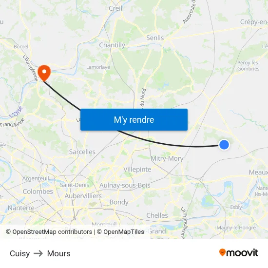 Cuisy to Mours map