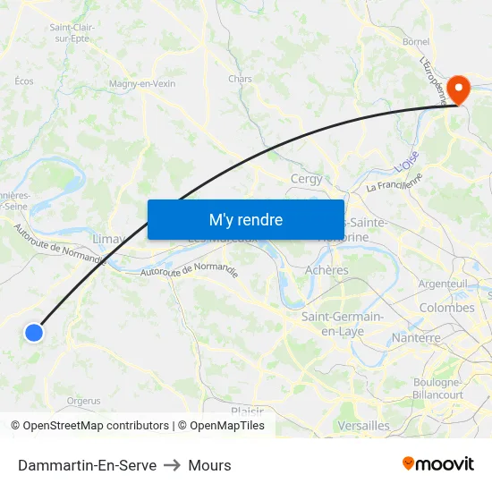 Dammartin-En-Serve to Mours map