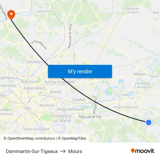 Dammartin-Sur-Tigeaux to Mours map