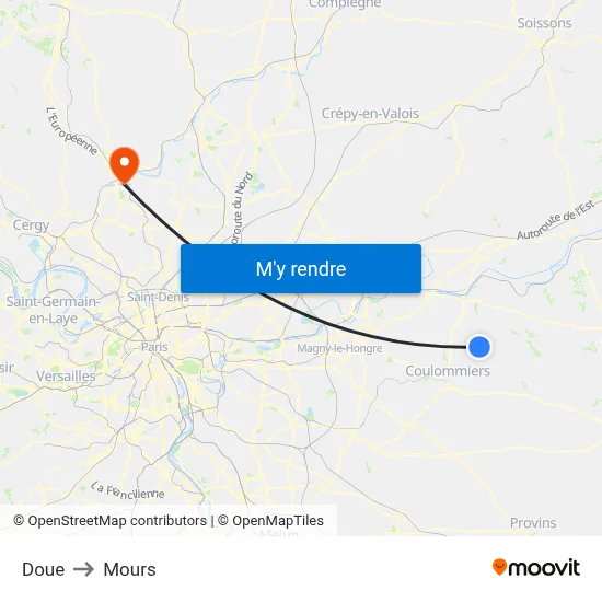 Doue to Mours map