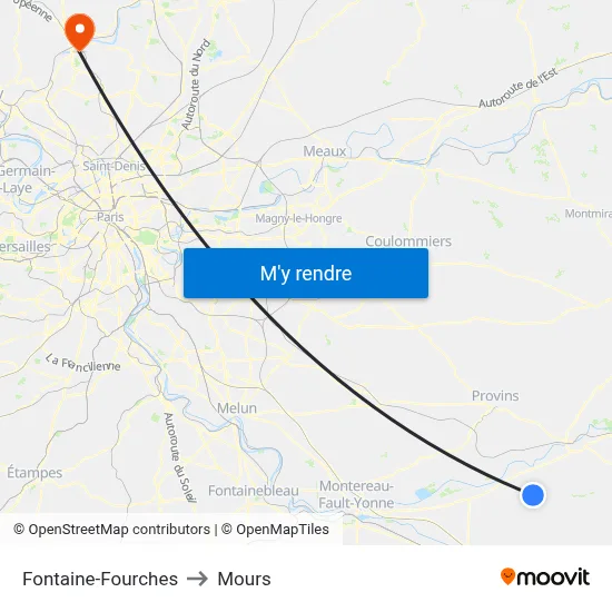 Fontaine-Fourches to Mours map