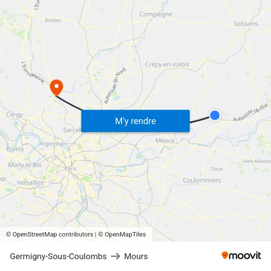 Germigny-Sous-Coulombs to Mours map