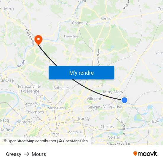Gressy to Mours map