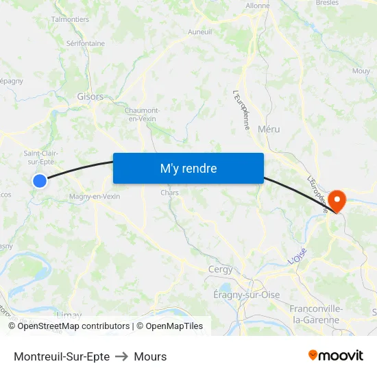 Montreuil-Sur-Epte to Mours map