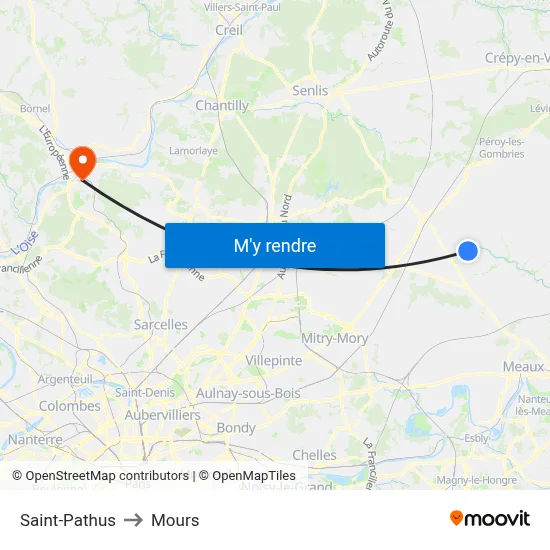 Saint-Pathus to Mours map
