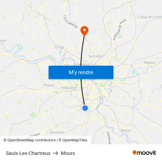 Saulx-Les-Chartreux to Mours map