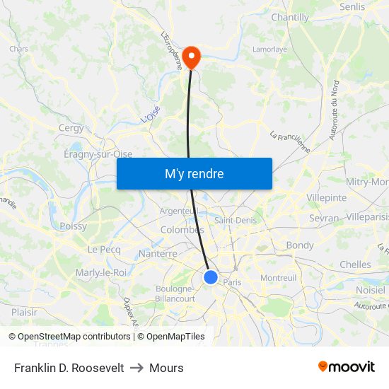 Franklin D. Roosevelt to Mours map