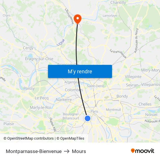Montparnasse-Bienvenue to Mours map