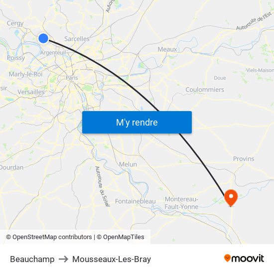 Beauchamp to Mousseaux-Les-Bray map