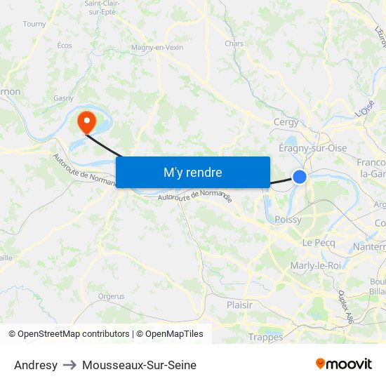 Andresy to Mousseaux-Sur-Seine map