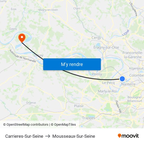 Carrieres-Sur-Seine to Mousseaux-Sur-Seine map