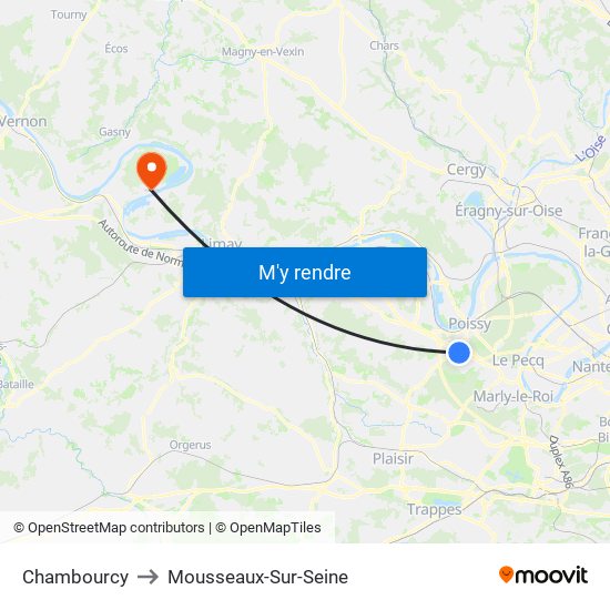 Chambourcy to Mousseaux-Sur-Seine map