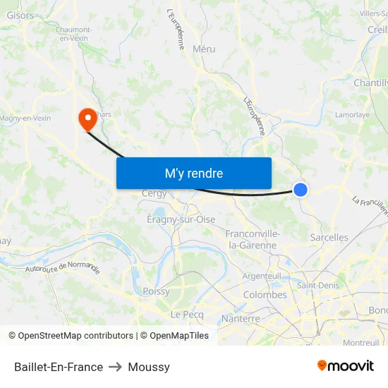 Baillet-En-France to Moussy map