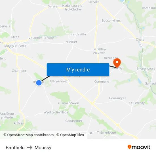 Banthelu to Moussy map