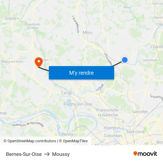 Bernes-Sur-Oise to Moussy map